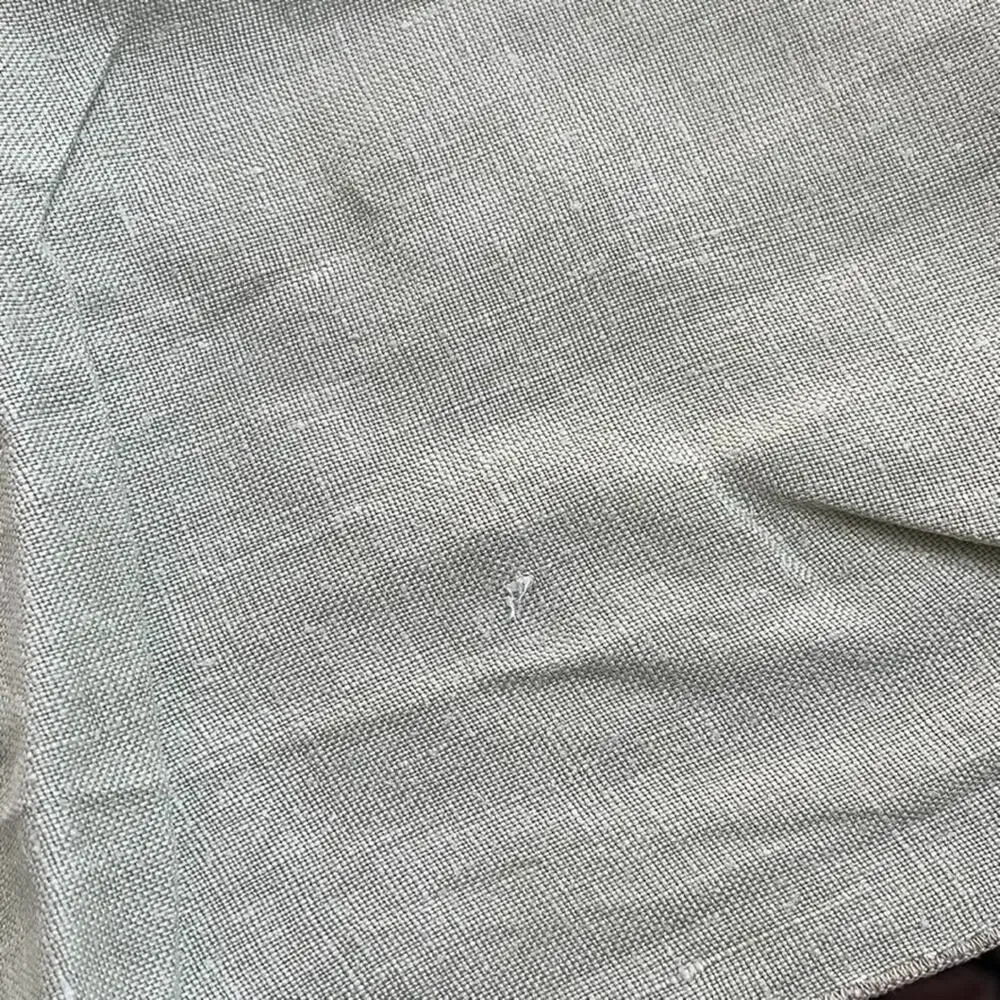 Sage Green Linen Tablecloth 46 in x 62 Oval Shaped Lightweight Cottagecore